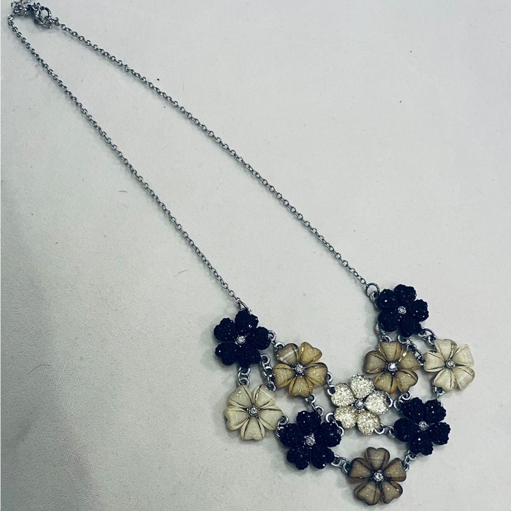 Crystal flower statement necklace